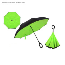 Grass Green Windproof Upside Down Inverted Umbrella